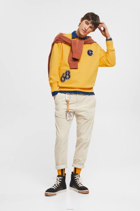 Esprit dressipluusid ja pusad mehed kollane ülikooli lapiga dressipluus Z24R810