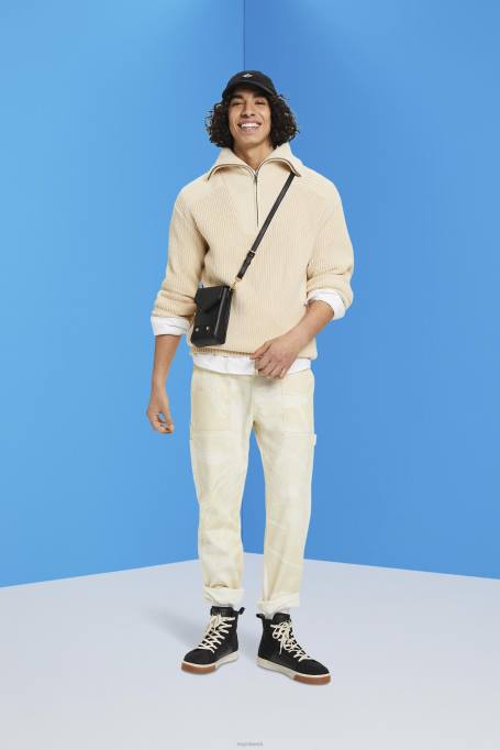 Esprit kampsunid mehed hele taupe pool lukuga kootud kampsun Z24R761