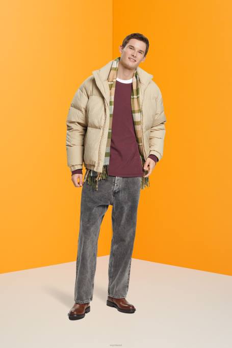 Esprit pikk varrukas mehed bordeaux punane vahvel pique pikkade varrukatega topp Z24R825