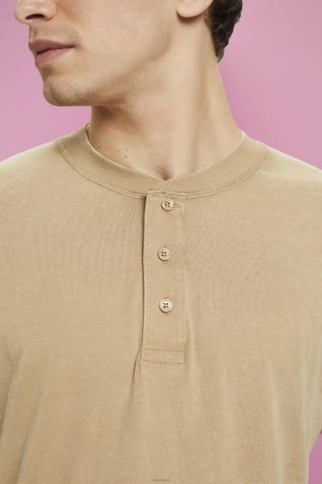 Esprit pikk varrukas mehed khaki beež pikkade varrukatega nööpidega topp Z24R723