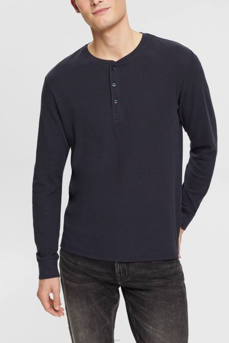 Esprit pikk varrukas mehed merevägi pikkade varrukatega vahvlitops, 100% puuvill Z24R822