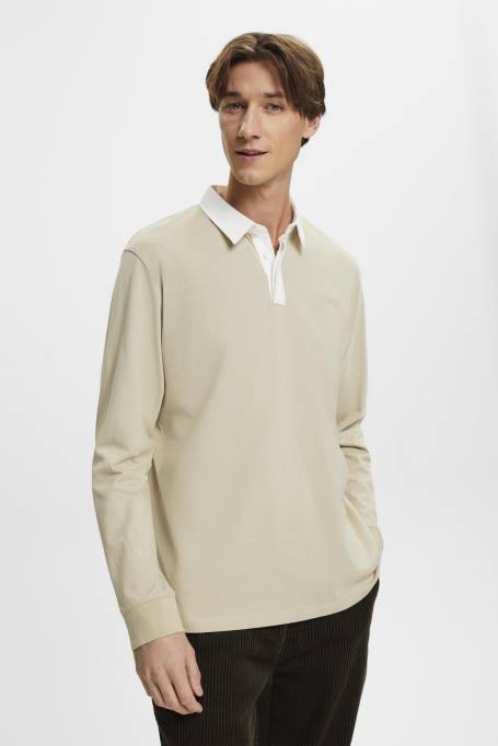 Esprit pikk varrukas mehed tolmune roheline tikitud logoga ragbisärk Z24R720