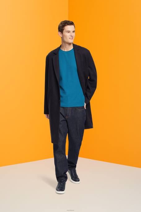 Esprit pikk varrukas mehed tume türkiissinine vahvel pique pikkade varrukatega topp Z24R851