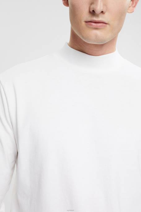 Esprit pikk varrukas mehed valge püstkraega pikkade varrukatega topp Z24R943