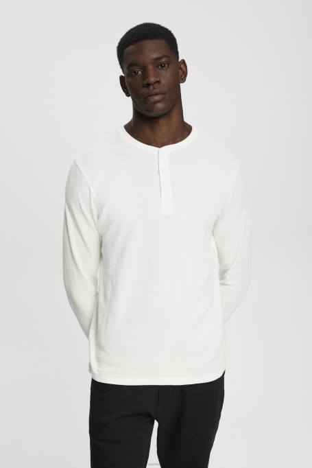 Esprit pikk varrukas mehed valkjas pikkade varrukatega vahvelpique top Z24R696