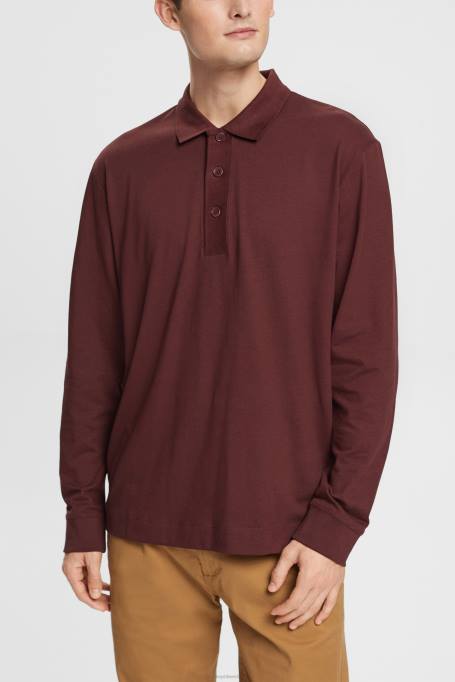 Esprit polod mehed bordeaux punane pikkade varrukatega polosärk Z24R821
