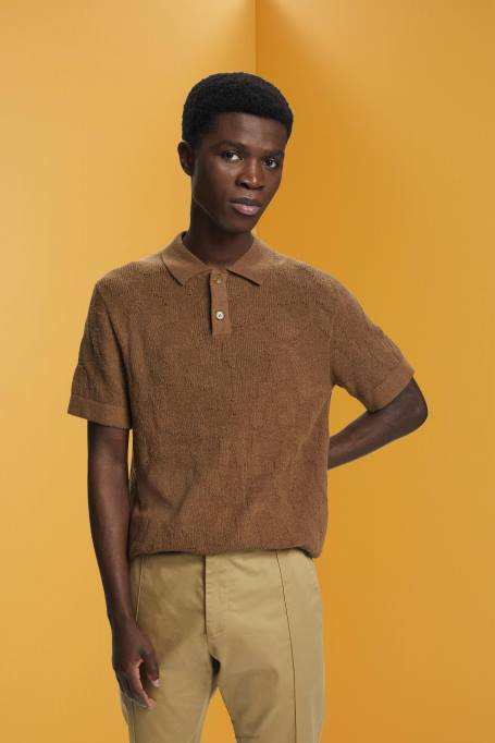 Esprit polod mehed kahvatu khaki boucle polosärk Z24R702