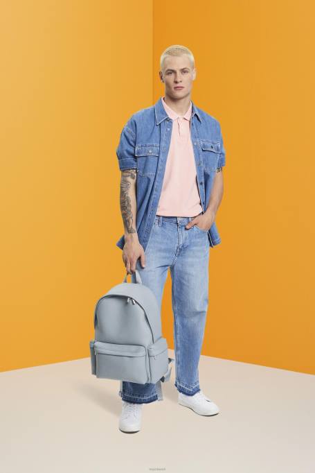 Esprit polod mehed roosa kivipestud puuvillane pikee polosärk Z24R710