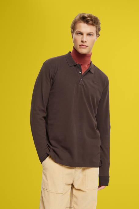 Esprit polod mehed tumepruun pikkade varrukatega polosärk Z24R836