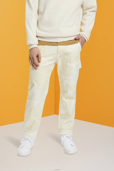 Esprit püksid ja püksid mehed beež sirge säärega cargo püksid mustriga Z24R675