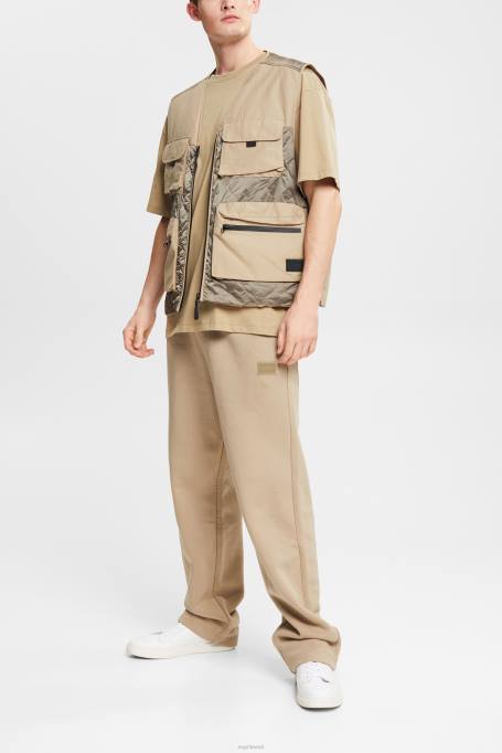 Esprit püksid ja püksid mehed kahvatu khaki taaskasutatud materjalist: laia säärega dressipüksid Z24R941