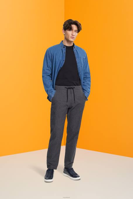 Esprit püksid ja püksid mehed keskmine hall nööriga vöökohaga triibulised püksid Z24R815