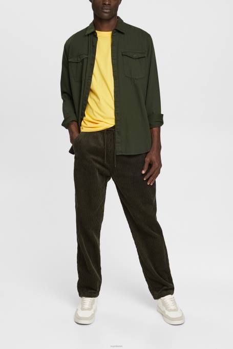 Esprit püksid ja püksid mehed tume khaki jogger stiilis velvetist püksid Z24R332