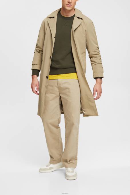 Esprit püksid ja püksid mehed valge laia säärega, jätkusuutlikud puuvillased püksid Z24R330