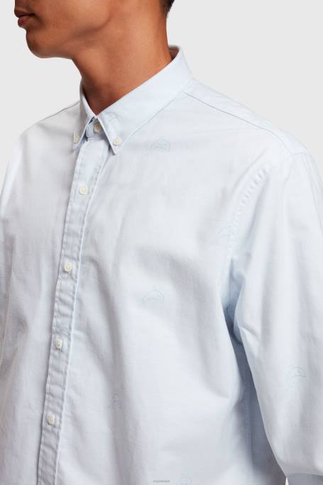 Esprit särgid mehed helesinine lõdvestunud üleüldise mustriga oxfordi särk Z24R795