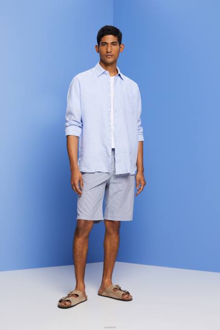 Esprit särgid mehed helesinine lavendel triibuline särk, 100% linane Z24R597