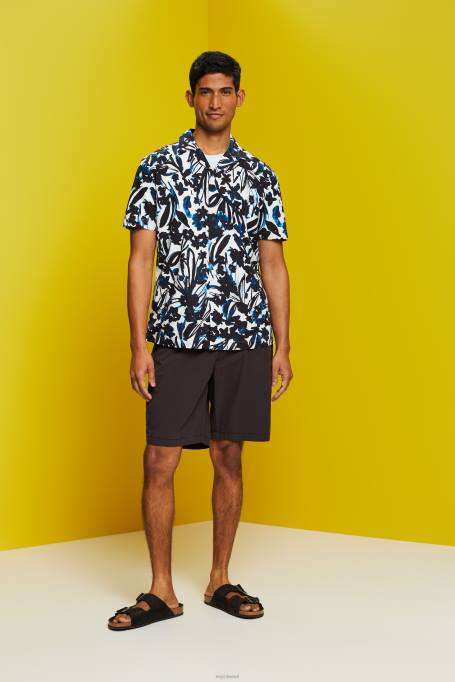 Esprit särgid mehed merevägi mustriga lühikeste varrukatega särk, 100% puuvill Z24R613