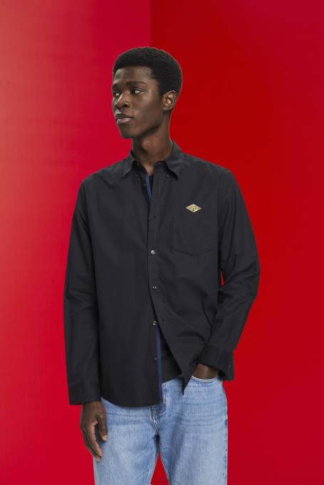 Esprit särgid mehed must nööbiga puuvillane särk Z24R658