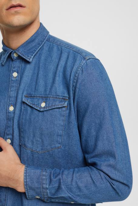 Esprit särgid mehed sinine keskmine pesu teksasärk Z24R833