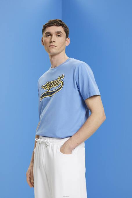 Esprit t-särgid mehed helesinine lavendel retro logoga trükitud puuvillane T-särk Z24R632