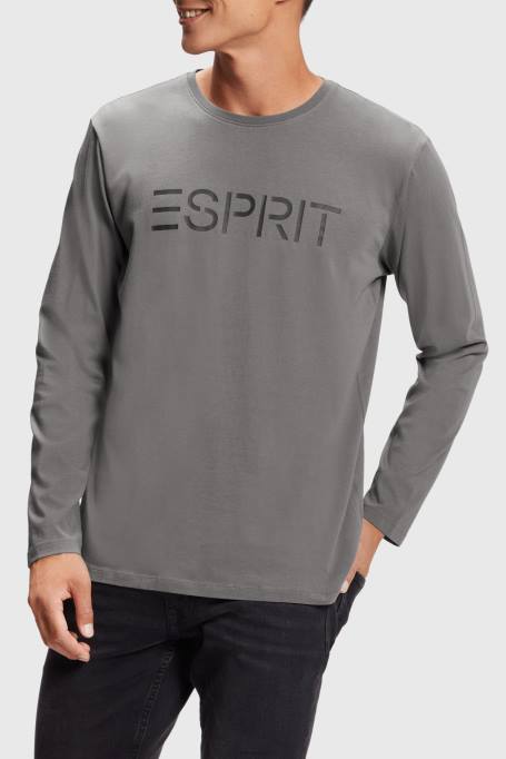 Esprit t-särgid mehed keskmine hall logoga trükitud trikoo T-särk Z24R863