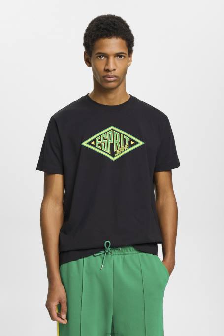 Esprit t-särgid mehed must logoprindiga puuvillane T-särk Z24R623