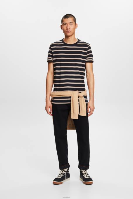 Esprit t-särgid mehed must triibuline jersey t-särk, 100% puuvill Z24R590