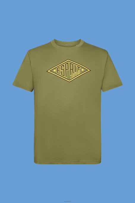 Esprit t-särgid mehed oliiv logoprindiga puuvillane T-särk Z24R626