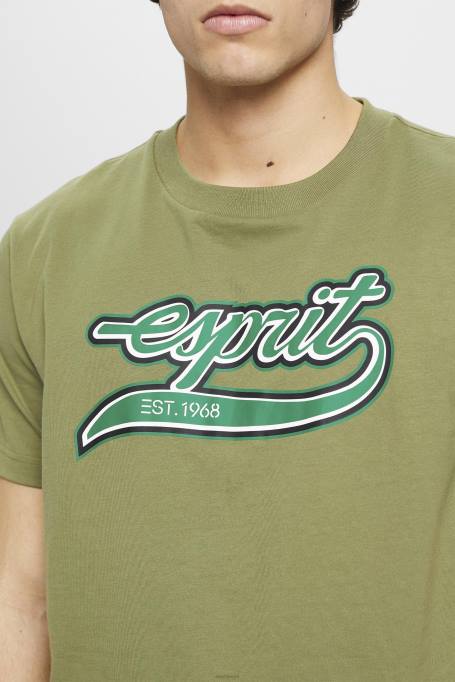 Esprit t-särgid mehed oliiv retro logoga trükitud puuvillane T-särk Z24R631
