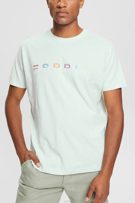 Esprit t-särgid mehed pastelne sinine tikitud logoga trikoo T-särk Z24R919