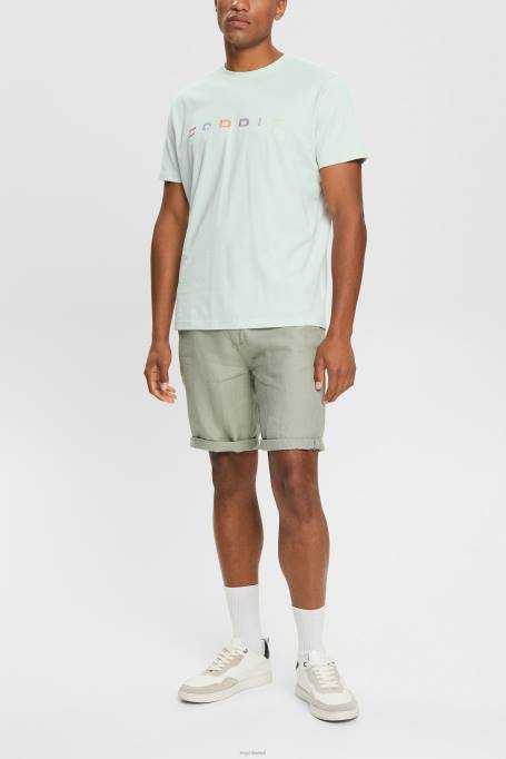 Esprit t-särgid mehed pastelne sinine tikitud logoga trikoo T-särk Z24R919