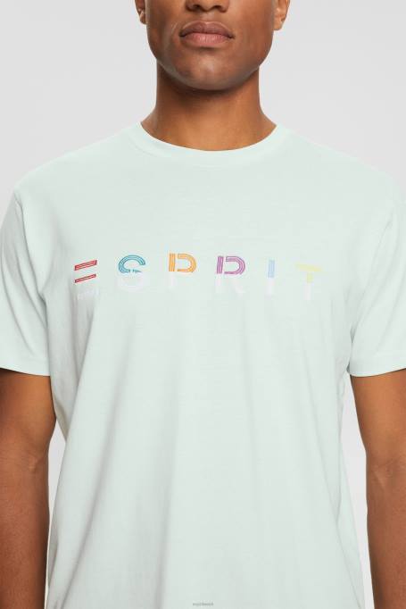 Esprit t-särgid mehed pastelne sinine tikitud logoga trikoo T-särk Z24R919