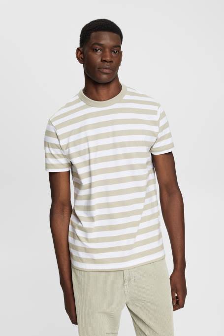 Esprit t-särgid mehed tolmune roheline triibuline crewneck T-särk Z24R768