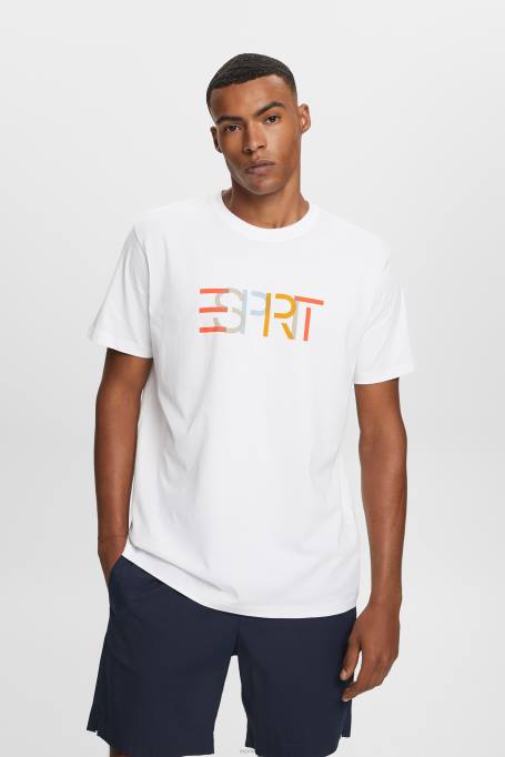 Esprit t-särgid mehed valge eestrükiga t-särk, 100% puuvill Z24R738