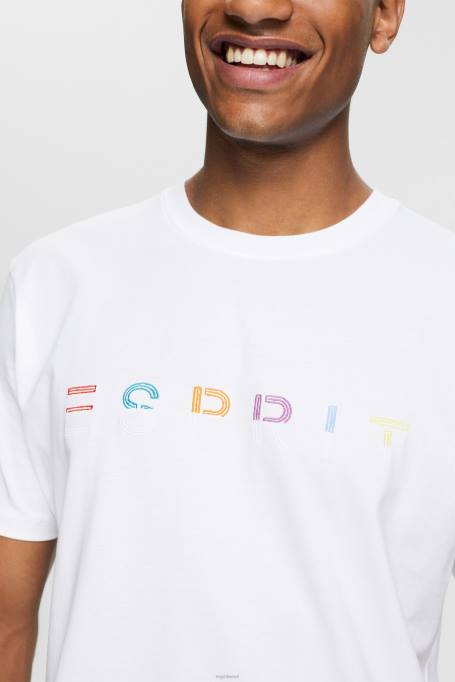Esprit t-särgid mehed valge tikitud logoga trikoo T-särk Z24R915