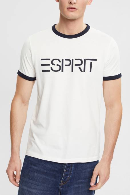 Esprit t-särgid mehed valkjas jersey logoga trükitud t-särk Z24R949