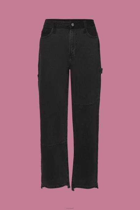 Esprit denim naised must keskmine pesu laia säärega teksad asümmeetrilise alläärega Z24R212