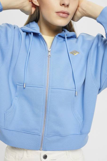 Esprit dressipluusid ja pusad naised helesinine lavendel kärbitud lukuga kapuuts, mille tagaküljel on logotrük Z24R166