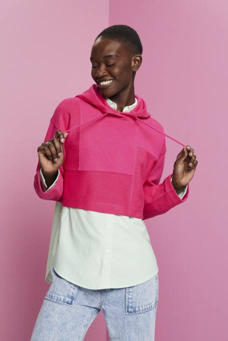 Esprit dressipluusid ja pusad naised roosa fuksia kärbitud lapiline kapuuts Z24R290