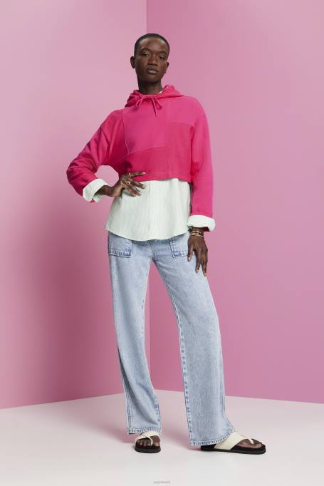 Esprit dressipluusid ja pusad naised roosa fuksia kärbitud lapiline kapuuts Z24R290