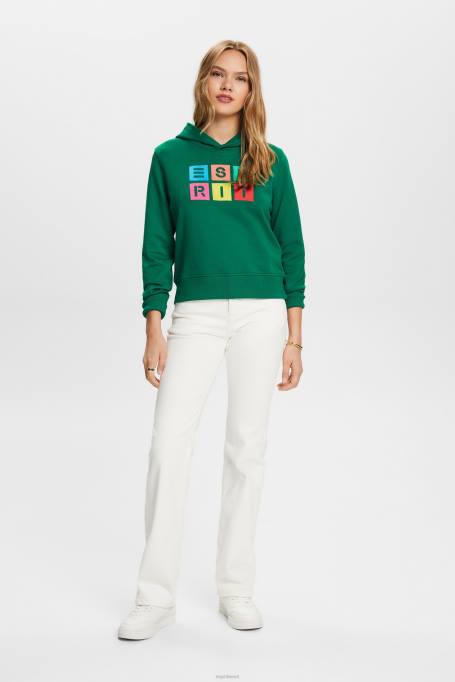 Esprit dressipluusid ja pusad naised tumeroheline tikitud logoga kapuuts, orgaaniline puuvill Z24R10