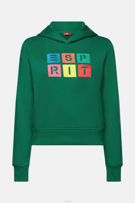 Esprit dressipluusid ja pusad naised tumeroheline tikitud logoga kapuuts, orgaaniline puuvill Z24R10