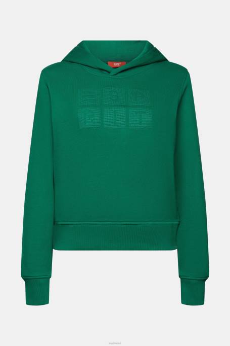 Esprit dressipluusid ja pusad naised tumeroheline tikitud logoga kapuuts, orgaaniline puuvill Z24R8