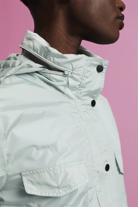 Esprit jakid naised hele vesiroheline taaskasutatud: kapuutsiga vihmajope Z24R95