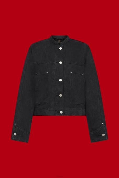 Esprit jakid naised must keskmine pesu nööridega kraeta teksajakk Z24R297