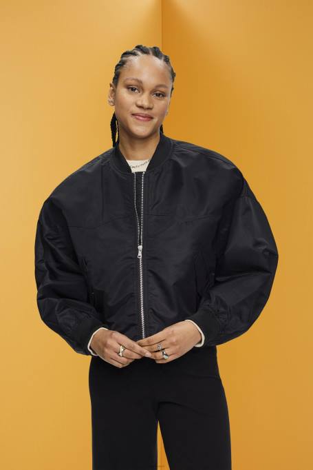 Esprit jakid naised must ülisuur bomber jope Z24R213