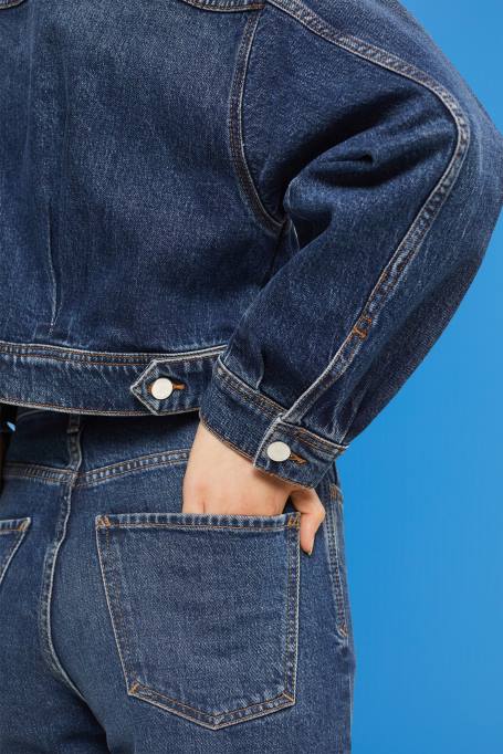 Esprit jakid naised sinine keskmine pesu kärbitud teksajakk Z24R550