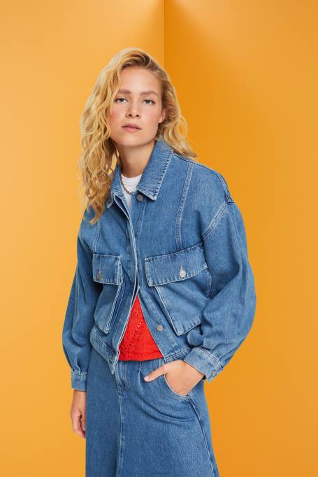 Esprit jakid naised sinine keskmine pesu teksajakk Z24R549