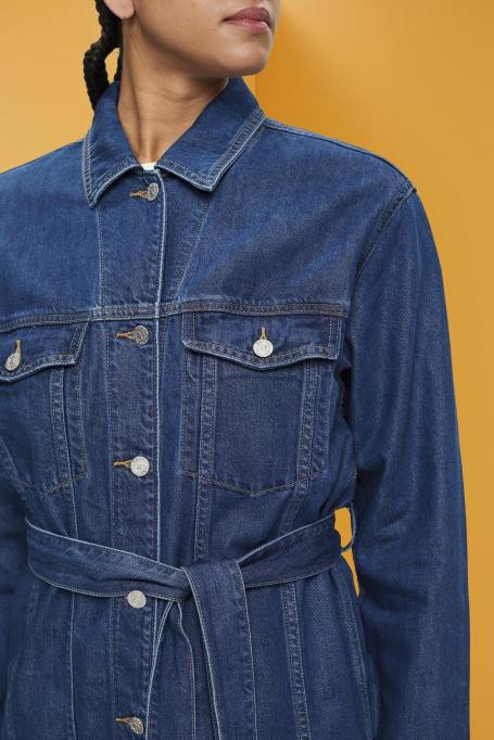 Esprit jakid naised sinine keskmine pesu teksajakk lipsuvööga Z24R215