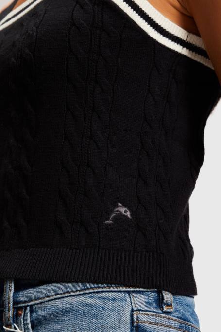 Esprit kampsunid naised must delfiini logoga kaabel kampsun kamisole Z24R408